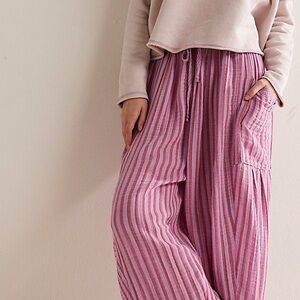 Free People Quinn Pink Striped Pants
